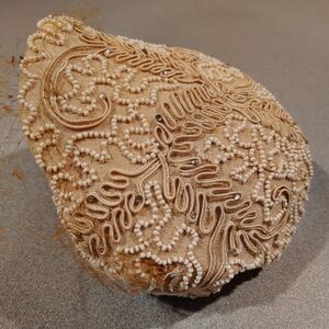 Vintage & RARE 50s Cream Color Victorian Style Beaded Bridal Headpiece Headpiece